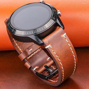 Bekijk banden 18 mm 20 mm 22 mm Echte lederen bandriemhandleiding Men Dikke bruine zwarte horlogebanden Buckle horloges accessoireswatch hele22