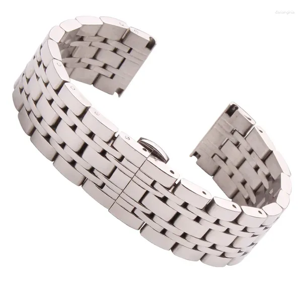 Bandas de reloj 18 mm 20 mm 22 mm Correa de banda de acero inoxidable Plata pulida para hombre Reemplazo de lujo Correa de reloj de metal Accesorios de pulsera