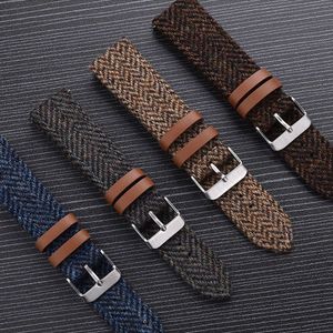 Horloge Bands 18mm 20mm 22mm Vintage Echt Lederen Band Vervangende Armband voor Mannen Vrouwen Quick Release Polsband Weave Strap 230712