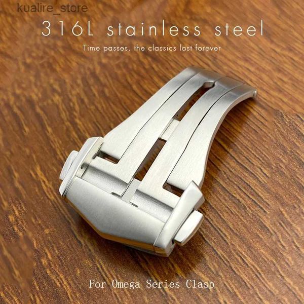 Bracelets de montre Boucle de bracelet en acier inoxydable pointu de qualité de 18 mm pour le déploiement de bracelet en caoutchouc en cuir Omega Accessoires de fermoir pliant L240307