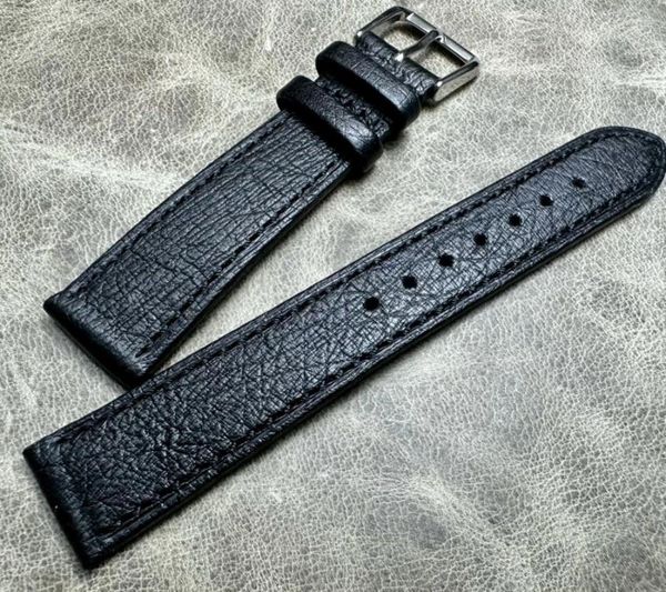 Bracelets de montre 19 16mm 20 fait à la main noir derme bracelet de qualité supérieure véritable ceinture bracelet en cuir véritable véritable peau d'autruche chaîne de bracelet de montre