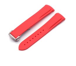 Bands de montres 19 mm 20 mm 21 mm 22 mm Braceuses de concepteur de haute qualité Bands de silicone en caoutchouc de couleur rouge avec logo sur fermoir pour la montre Desinger
