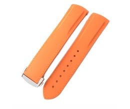 Bekijk banden 19 mm 20 mm 21 mm 22 mm oranje kleur hoogwaardige ontwerper armband rubberen bands met logo op gesp voor Desinger Watch