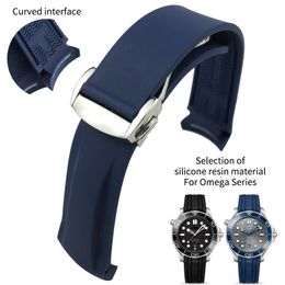 Bracelets de montre 19mm 20mm 21mm 22mm Caoutchouc Silicone Pour Omega 300 Bracelet SKX Bracelet Lune 230628
