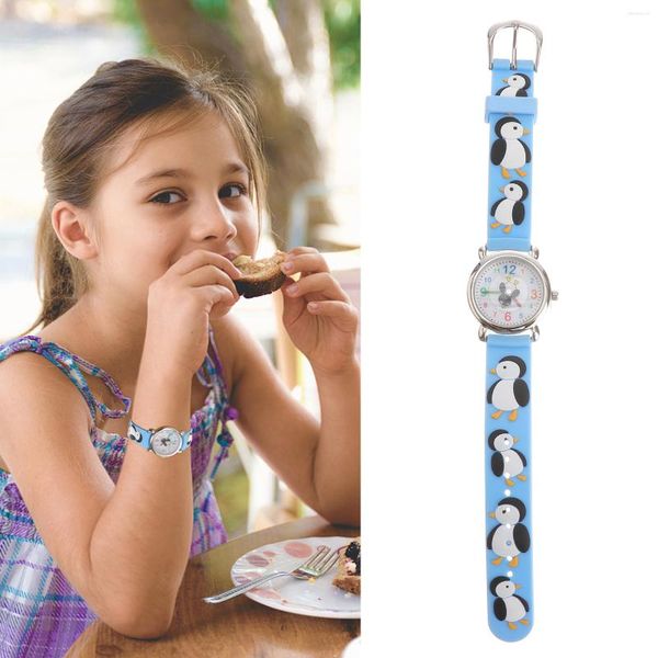 Bandas de reloj 1 unid pingüino de dibujos animados silicona cuarzo creativo muñeca moda casual niño relojes niños