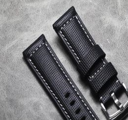 Bandas de reloj 20 21 22 24 26 mm Handme -Handme Grey Genuine Leather Watch Band Boder Strap de pulsera de alta calidad para Citize PAM5903809