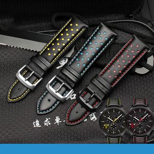 Horlogebanden 20 22 mm echt lederen horlogeband bedel lederen armband sporthorlogeband heren polshorloges bandriemen zwart blauw rood gestikt 230728