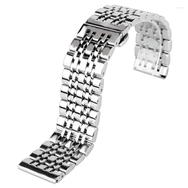 Bracelets de montre 20/22mm Bracelet de haute qualité Bracelet de poignet en argent hommes Bracelet de montre de luxe en acier inoxydable Bracelet à maillons solides 2 barres à ressort