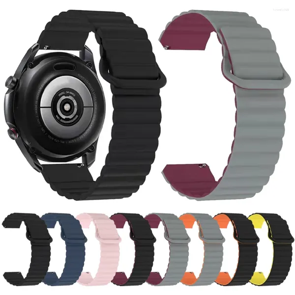 Bracelets de montre 20/22mm bande magnétique pour Samsung Galaxy 4 3 41/45mm Bracelet en Silicone souple 42/46mm Bracelet actif 2