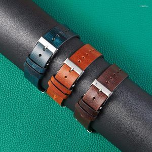 Bracelets de montre 20 22mm huile cire cuir rétro bracelet bande universelle véritable ceinture bracelets de montre accessoires intelligents dégagement rapide Deli22