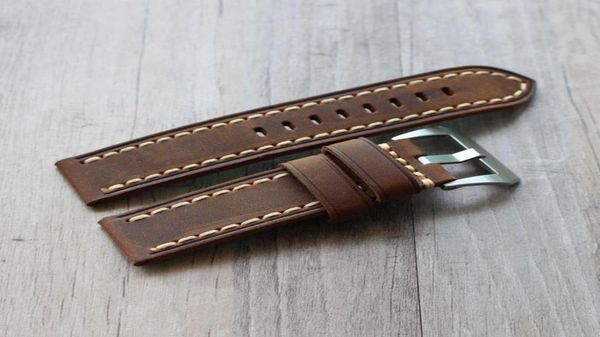 Watch Bands 2021 Fabriqué à la main 20 22 23 24 26 mm Band de montre de bracelet de haute qualité pour les bracelets Homme Band universel en cuir authentique4953601