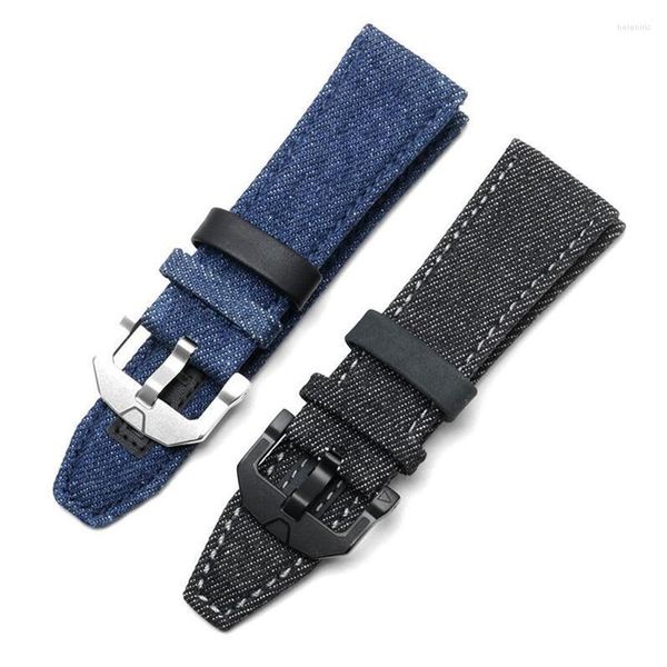 Bracelets de montres 2022 Supérieur 28 mm Noir Bleu Toile avec bracelet en cuir de vache Boucle ardillon Bracelet lisse Fit pour Seven-Friday P1 M1 M2 P3 Hele22