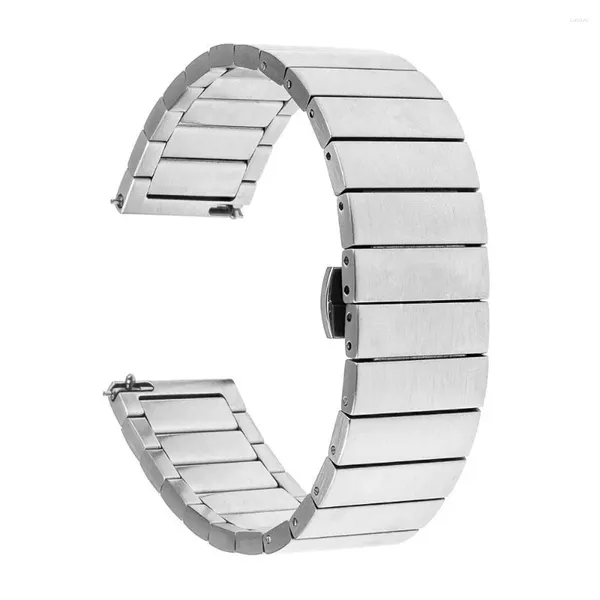 Bandes de montre 2024 Bracelet de poignet en acier inoxydable argenté de haute qualité pour montres Huawei Montres Push-Button Remplacement du fermoir caché