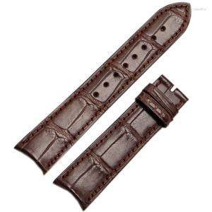 Horlogebanden 20mm 21mm handgemaakte horlogeband alligator lederen band armband gebogen uiteinde speciale accessoires zwart bruin voor merkhorloges heren