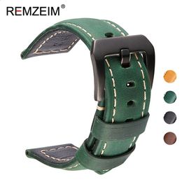 Bandas de reloj 20 mm 22 mm 24 mm 26 mm Hecho a mano Crazy Horse Correa de cuero Mujeres Hombres Accesorios de banda de cuero Hebilla de acero Verde 231214