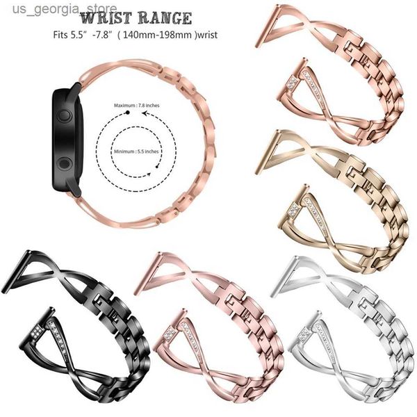 Bandes de montre 20mm 22mm Bling Diamond Strap pour Samsung Galaxy 42mm 46mm Active Gear Sport S3 S2 Classic Huawei GT 2 Loop Y240321