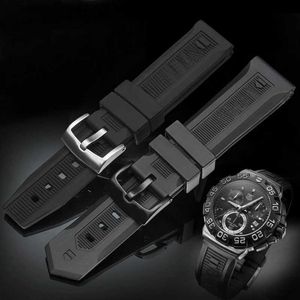 Bandas de reloj 20 mm 22 mm Hombres de lujo Black Nature Band Sile Rubber es Band Belt para TAG Strap CARRER para Heuer Buckle DRIVE TIMER Q231212