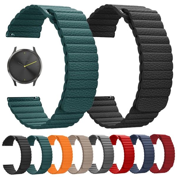 Bracelets de montre 20mm 22mm bracelet en cuir magnétique pour Garmin Vivoactive 3 4 HR bande Active Move Venu 2 accessoires ceinture