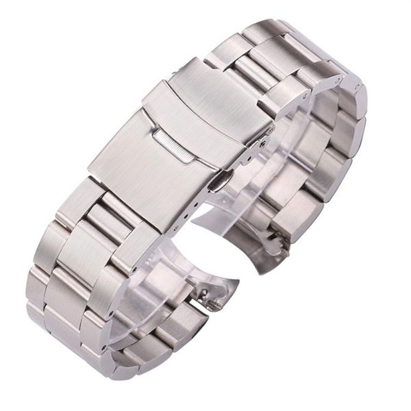 Correas de reloj de acero inoxidable de 20mm y 22mm, pulsera de reloj con extremo curvo plateado y negro, correa de reloj de Metal para hombres y mujeres 221027284d