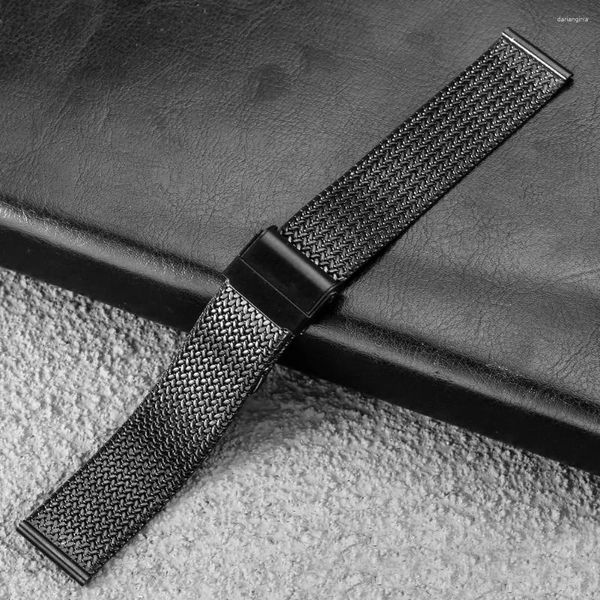 Bandas de reloj 20 mm 22 mm Banda de malla de acero Reemplazo premium Relojes de pulsera negros Relojes exquisitos Correa con hebilla de gancho