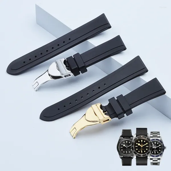 Bracelets de montre 20mm 22mm bracelet noir étanche bracelet en silicone souple argent or boucle pour T17 PRC100