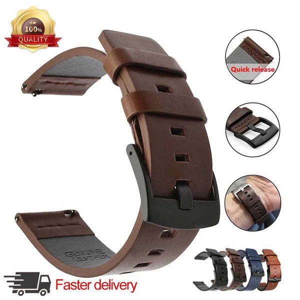 Bandas de vigilancia de 20 mm 22 mm con correa de cuero de liberación rápida adecuada para Samsung Galaxy Watch 3 Active2 40 44 mm Watch GT 2 Watchband 18 24 mm 240424