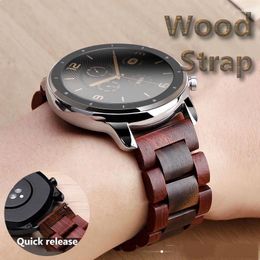 Bandas de reloj 20 mm 22 mm Banda de madera para Huawei GT 2 / Galaxy 42 46 mm Correa de acero inoxidable Reemplazo Pulsera Gear S3 S2 Loop