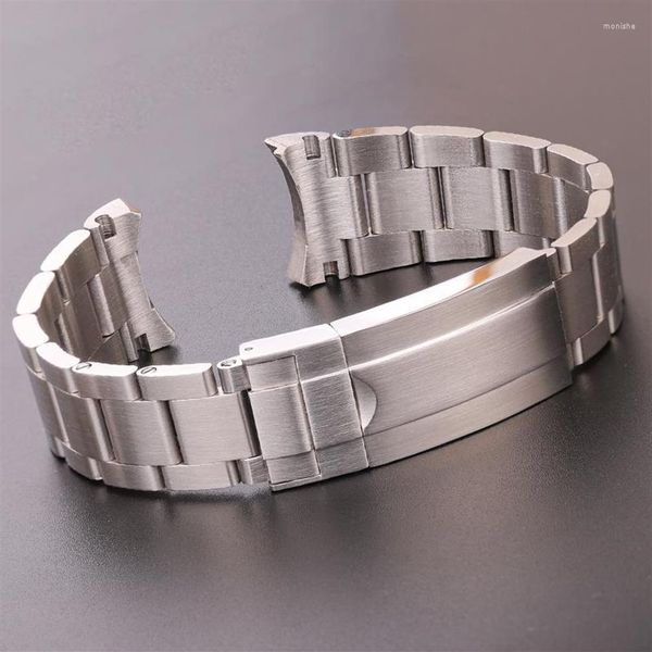 Bandes de montre 20 mm 316l Bandoues de montre en acier inoxydable Bracelet Silver Brossed Methed End Ext Remplacement Link Deployment Clasp Strap293a