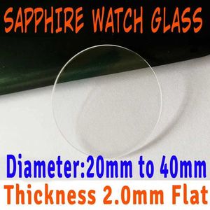 Bandes de montée 20 mm-40 mm en verre saphir plat objectif transparent 2,0 mm d'épaisseur en verre minéral circulaire accessoire de réparation des pièces Q240510