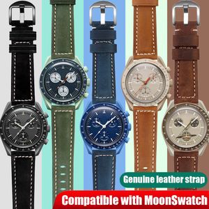 Correas de reloj Correa de cuero genuino esmerilado de 20 mm Adecuada para Omega MoonSwatch Accesorios deportivos impermeables de moda de liberación rápida 230712