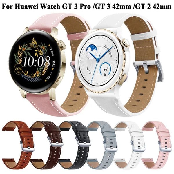 Bracelets de montre 20mm Bracelet de montre en cuir pour Huawei GT 3 2 GT2 42mm GT3 Pro 43mm bracelet de remplacement Smartwatch fille femmes Bracelet Bracelet