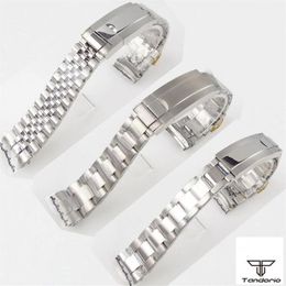 Bracelets de montres 20mm Bracelet de style jubilé d'huître Bracelet en acier inoxydable 904L Pièces de rechange Brossé Poli Glide Lock System2533