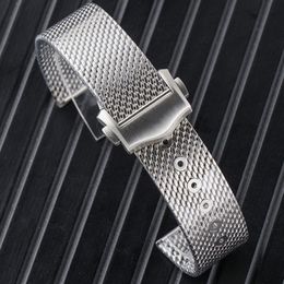 Bekijk banden 20 mm zilveren roestvrijstalen riem voor omega007 Heimdallr luxe mesh band armband vervanging accessoires onderdelen 230307