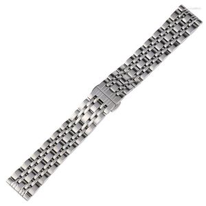 Bracelets de montres 20MM Bracelet en acier inoxydable exquis bouton-poussoir fermoir caché bande de montre-bracelet montres en argent Bracelet Pasek Do Zegarka