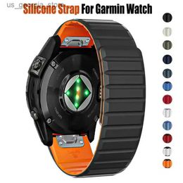 Bracelets de montre Bracelet de silicium magnétique 22/26 mm pour Garmin Fenix 6 6X Pro 7 7x 5X 5 Pro Gen 2 Bracelet à ajustement rapide pour Enduro 2/Descent Mk1 Band Y240321