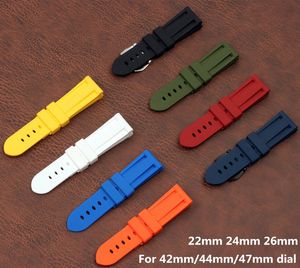 Bracelets de montre 22mm 24mm 26mm noir bleu rouge Orange armée vert jaune bracelet de montre en caoutchouc de Silicone bracelet de montre remplacer pour Panerai sangle boucle 230425