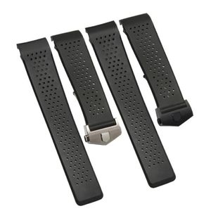 Horlogebanden 22mm 24mm Zwart Ventilatie Band Voor TAG CARRERA Siliconen Rubber Waterdichte Band Armband Belt278e