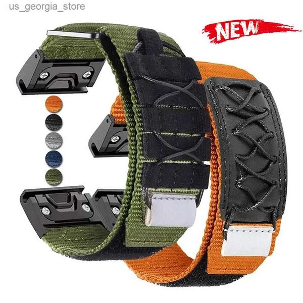 Bracelets de montre Sangle de boucle de crochet en nylon de 22 mm 26 mm pour Garmin Fenix 7 6X 6S 6 Pro 5X 5 5S 3HR Bande de tissu en toile de sport pour accessoires Garmin Y240321