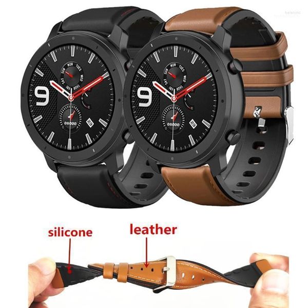 Bandas de reloj 22 mm Correa de reloj de cuero de silicona para Ticwatch Pro/Ticwatch E2 Banda Correa de muñeca Correa S2 Hele22