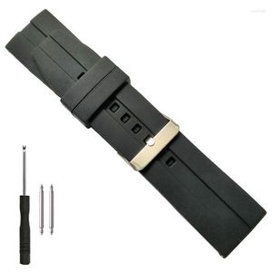 Bracelets de montre 22mm Silicone Rubber Band Tire Track Sports Diver Strap Noir Durable Épais Mode Remplacement Bracelet