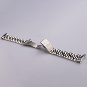 Horlogebanden 22mm Silver Jubilee Bracelet Band Solid Curved End Links Strap Double Push Sluiting Voor SKX 007 Deli22