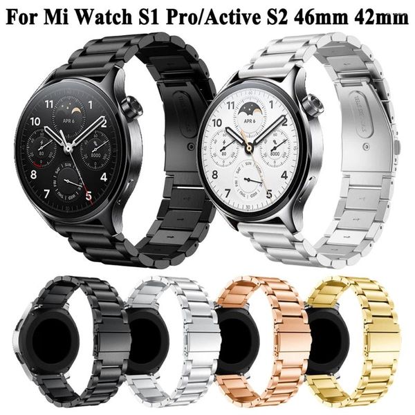 Bracelets de montre 22mm bracelet de montre en acier inoxydable pour Xiaomi S1 Pro /S1 Active /S2 46mm 42mm bracelet en métal bande Mi couleur 2 bracelet