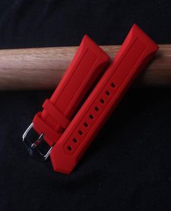 Bands de montre 23 mm 24 mm 26 mm 28 mm Band de boucle en acier inoxydable Bands de boucle classiques pour les montres de bracelet sport rouges en caoutchouc doux W9531752