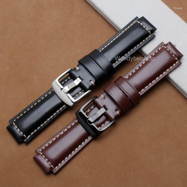 Bracelets de montre 24mm 16mm hommes femmes noir marron en cuir véritable fait à la main épais bracelet de poignet sangle ceinture boucle polonaise pour Vivoactive