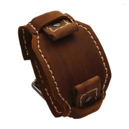 Bracelets de montre 24mm bracelet de montre en cuir véritable à la main cousu broche ceinture Punk Vintage bracelet de montre Homme hommes bijoux