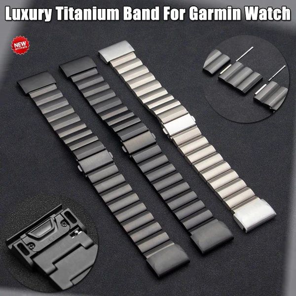 Bandas de reloj Banda de titanio de lujo de 26 mm para Garmin Fenix ​​6X 6XPRO 5X 5XPLUS 7X Hombres Correa de negocios Descent Mk1 Pulsera