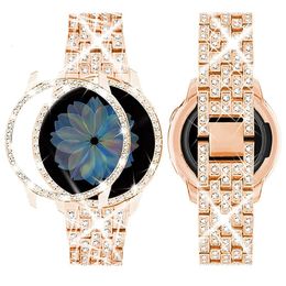Bracelets de montre 2in1 Diamond StrapCase pour Galaxy Watch 6/5/4 40mm 44mm Bracelet Bande en métal Galaxy Watch 6 40mm 44mm Protecteur de couverture 231115