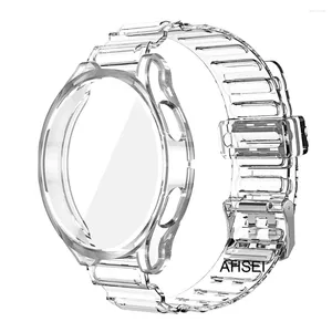 Bracelets de montre 2 pièces pour Samsung Galaxy 4 5 6/5 Pro 40mm/44mm/45mm 6 classique 47mm 46mm/42mm, boîtier en TPU transparent, extrémité incurvée