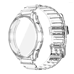 Bandas de reloj 2 piezas para Samsung Galaxy 4 5 6/5 Pro 40 mm / 44 mm / 45 mm 6 Classic 47 mm 46 mm / 42 mm Caja de banda Correa de TPU transparente Extremo curvado