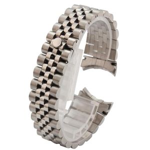 Bandes de montre 316L Argent 2 Tons Or Solide Courbe Fin Jubilé Bande Bracelet Bracelet Fit For211l